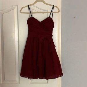 Strapless Maroon Homecoming Dress